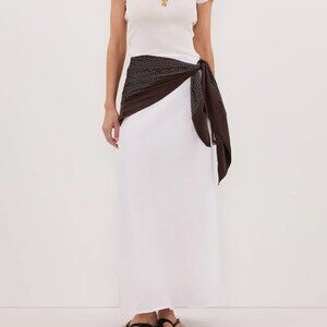 DISSH Syrah White Linen Midi Skirt